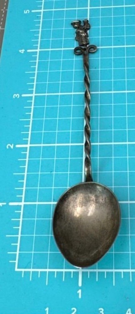 Antique 800 Silver Peruvian Twisted Handle Spoon 5"