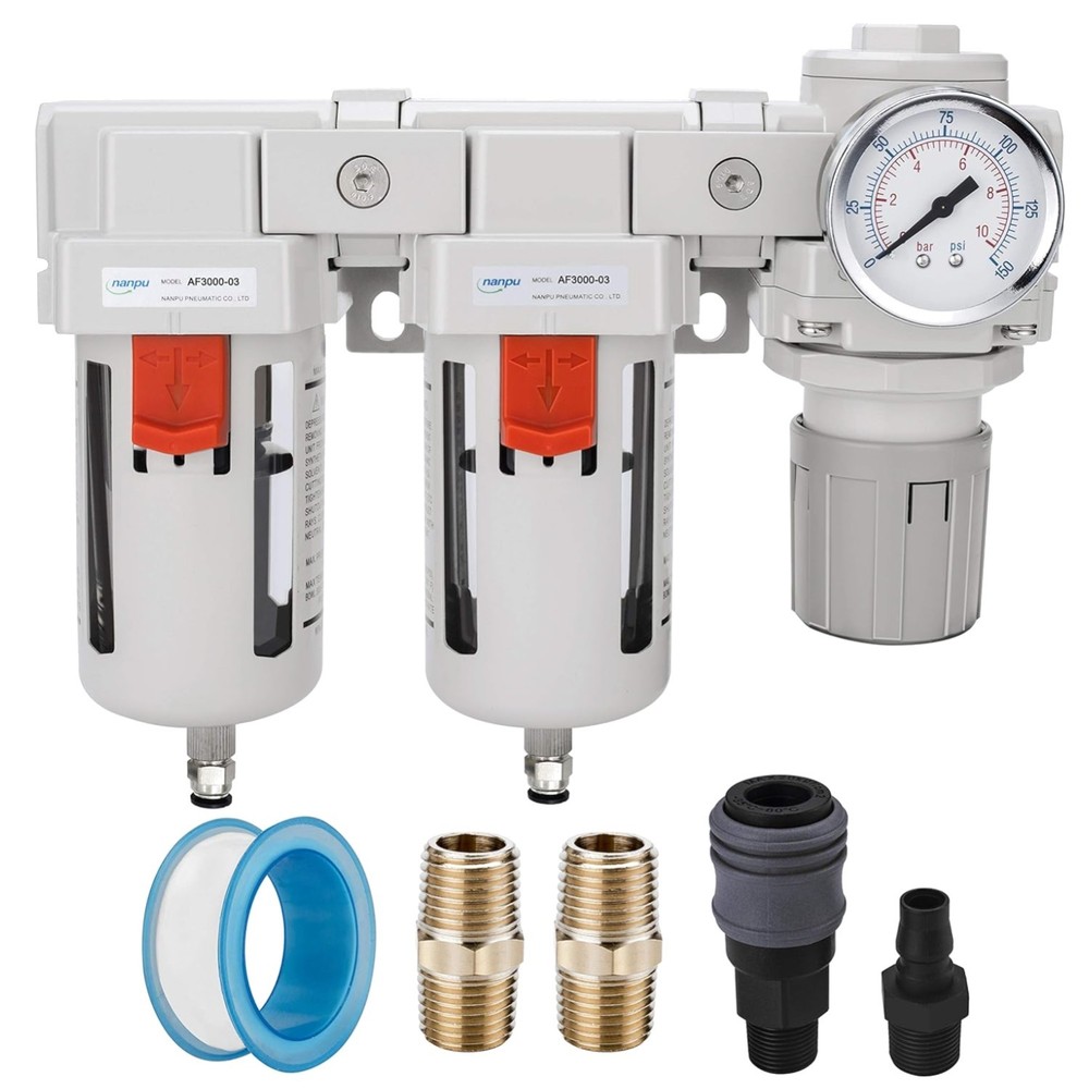 Double Air Filters with Pressure Regulator - 3/8" NPT