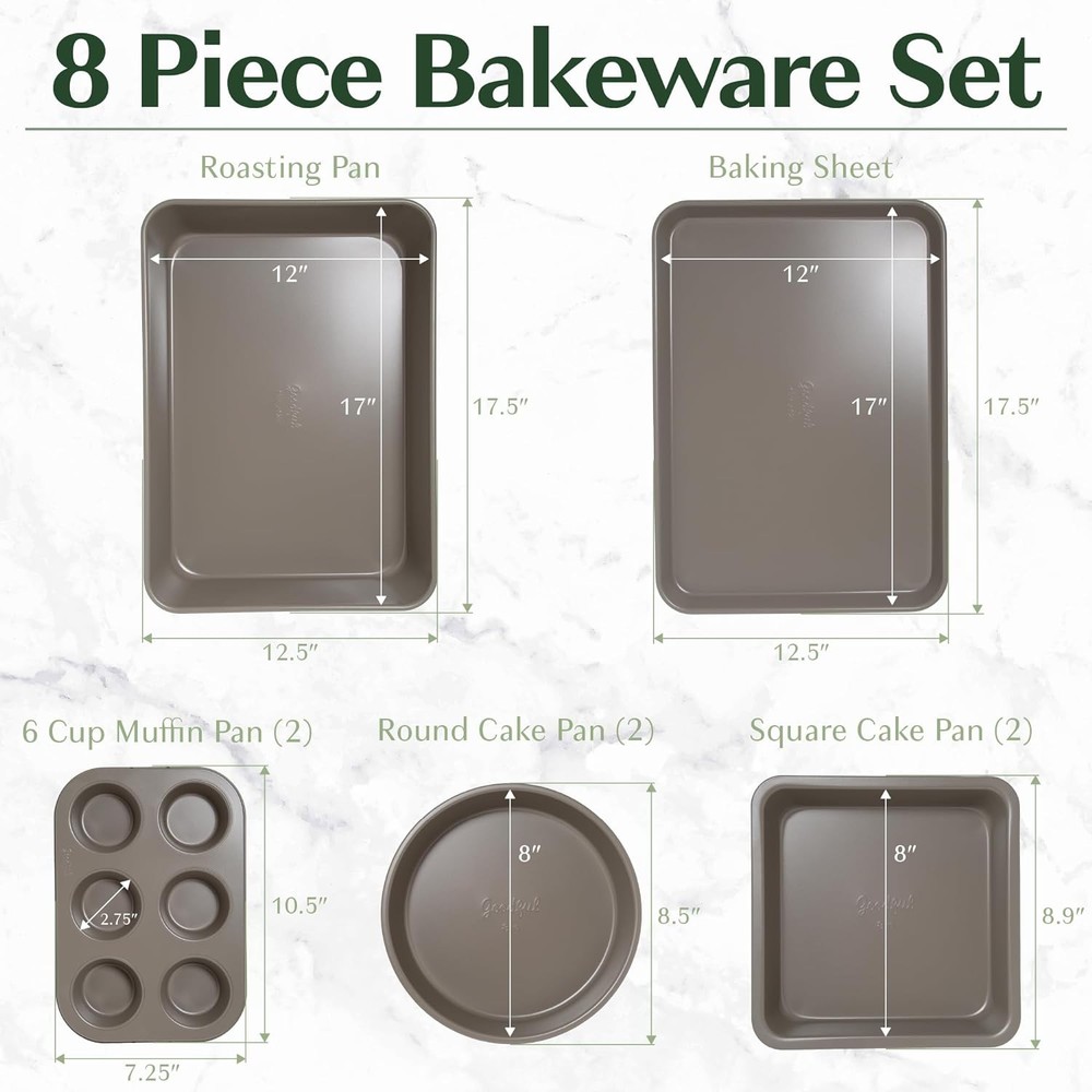 Goodful All-In-One Nonstick Bakeware Set, Stackable and Space 8-Piece, Linen