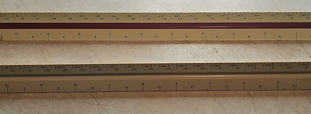 2 VTG Pickett Architect Scale Drafting Triangular Ruler Japan 235A & P-232A