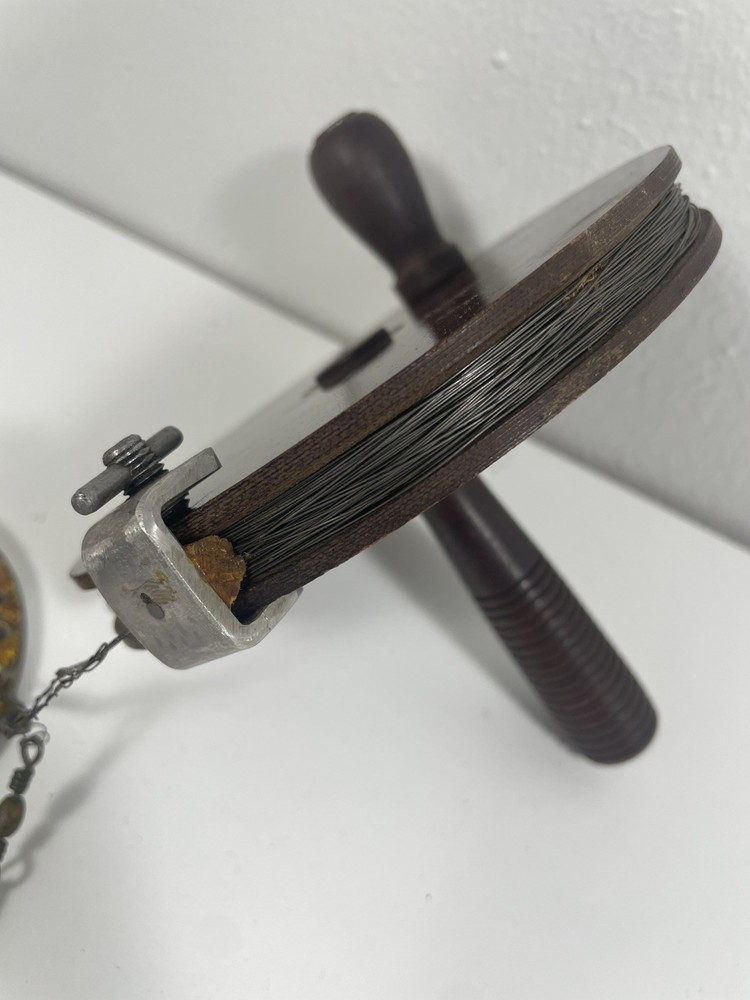 Vintage control line reel for model airplane with handle