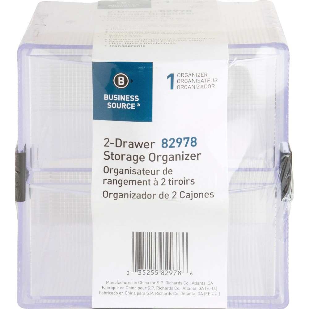 Business Source, 2-drawer Storage Organizer, 1 Each, Clear
