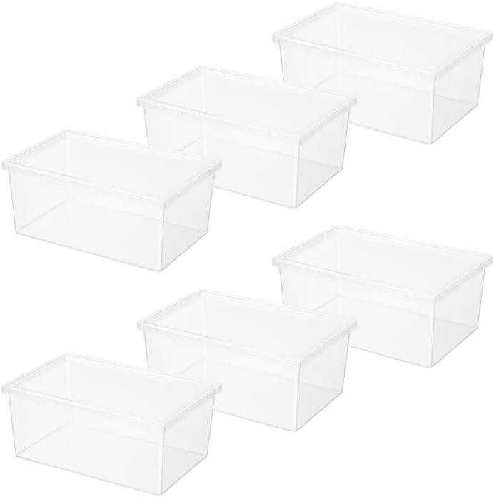 Superio Shoe Box Storage Container - 6.5 Quart Clear Plastic Stackable, 6 Pack