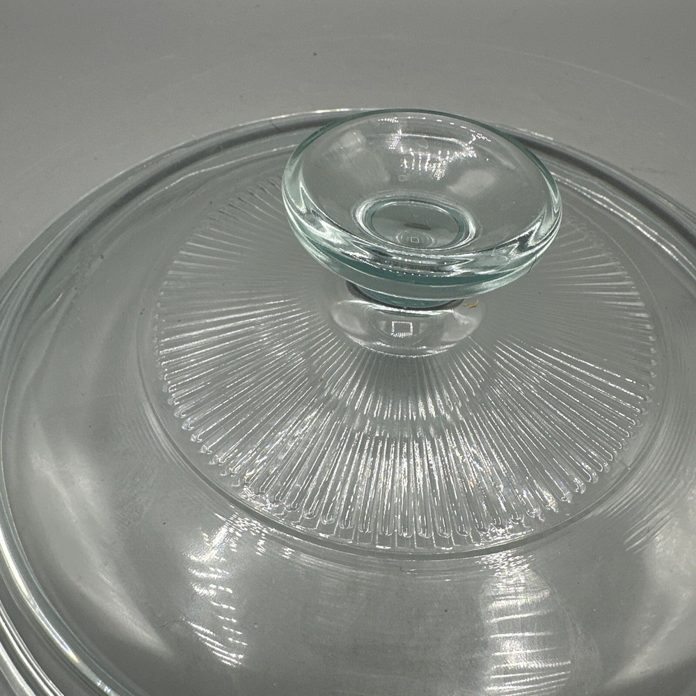 Vintage Pyrex Clear Casserole Lid 65C Replacement 7.75" Knob Handle Ribbed