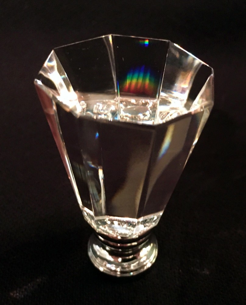 Lamp Finial-Hand Cut Crystal-OCTAGONAL PYRAMID-Modern Design-Chrome base-FS