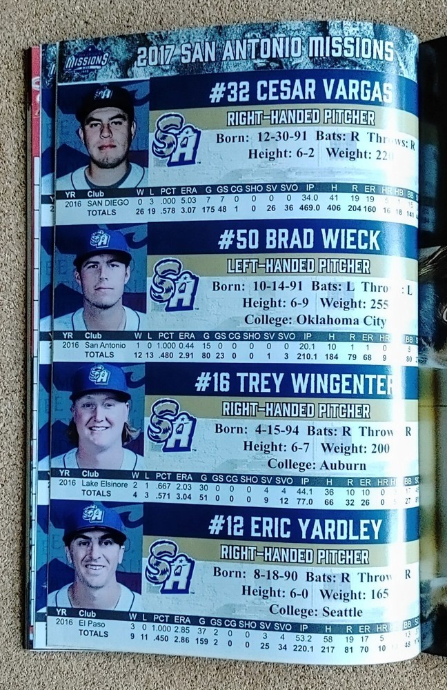2017 San Antonio Missions Program/Player Photos/Schedule ~ '16 Guide Trea Turner