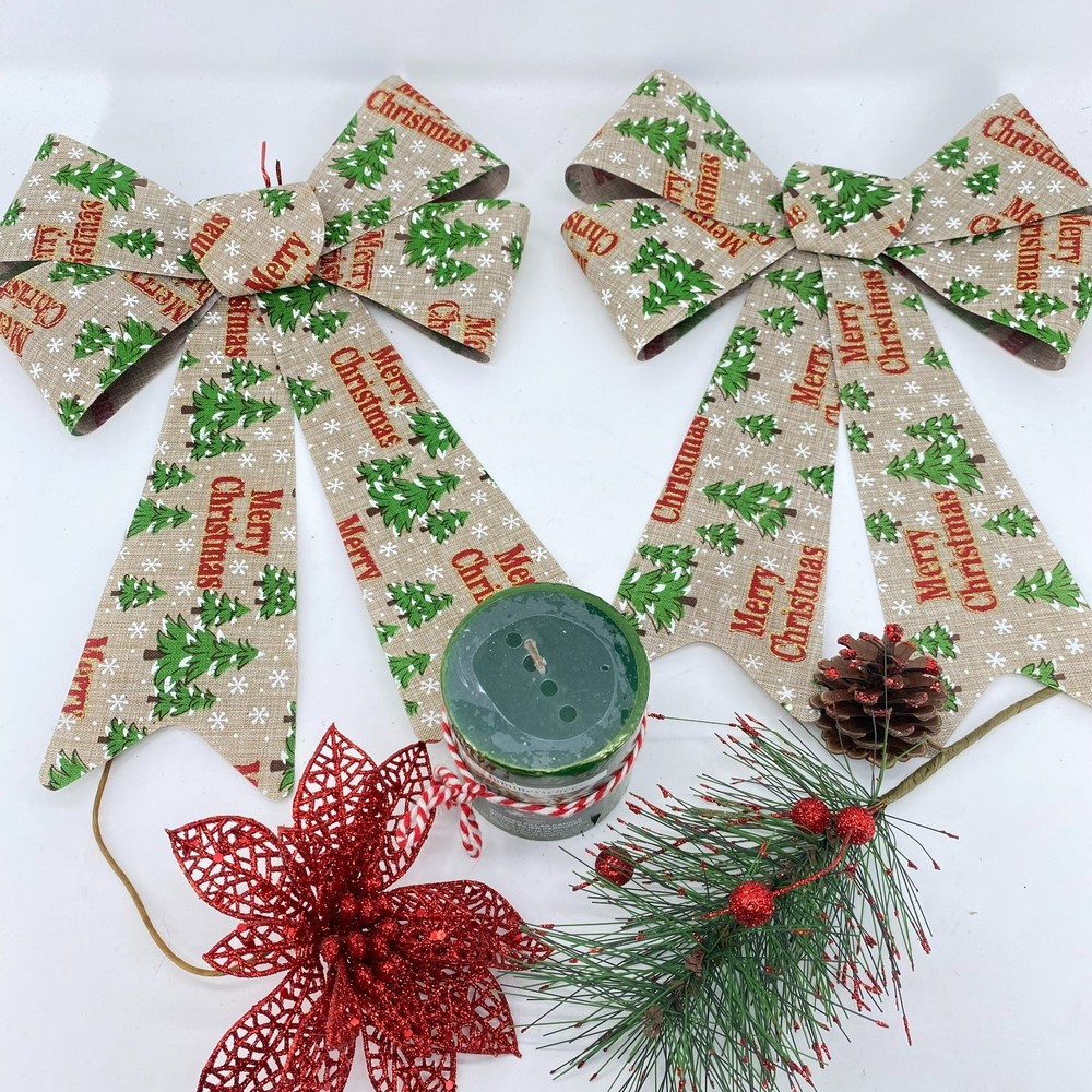Merry Christmas Bows Tree Decor Candle Assortment Decorations
