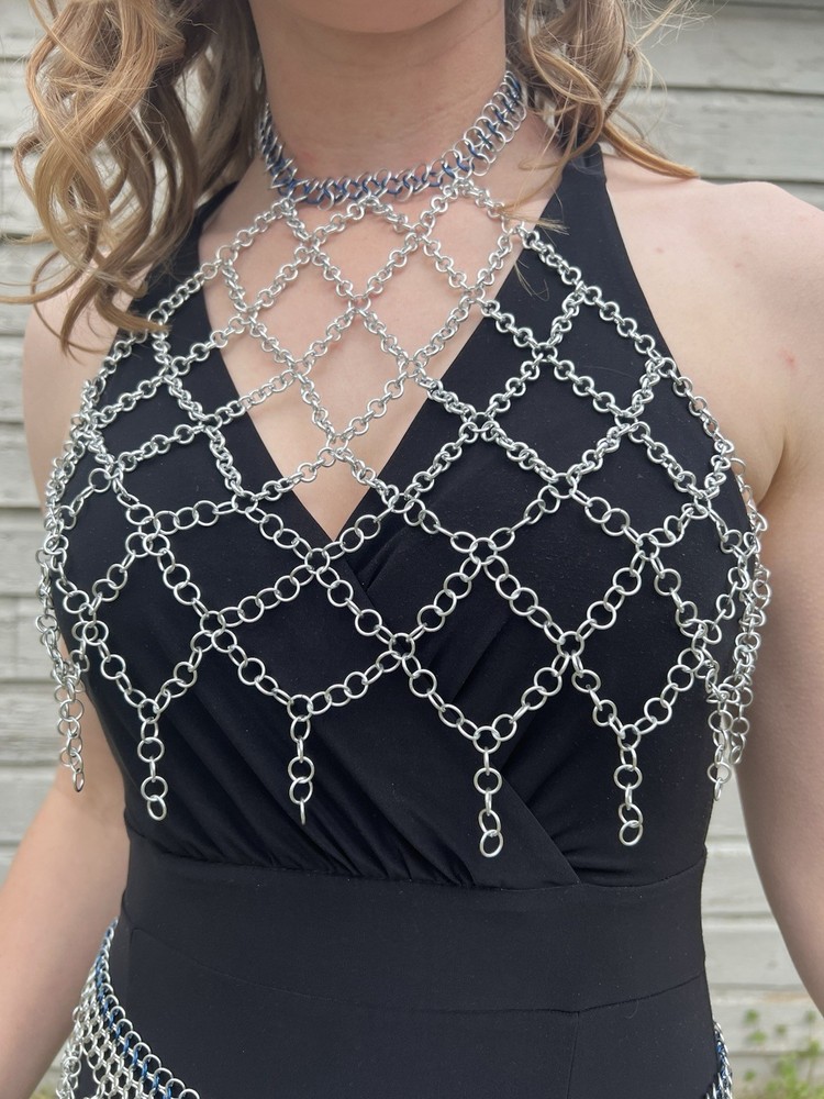 Chain Top - Blue And silver