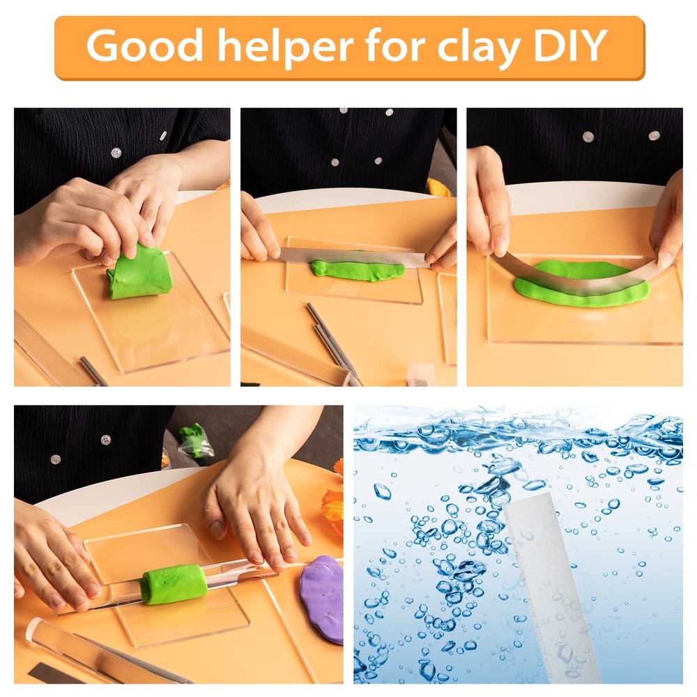 12 Pcs Polymer Clay Cutter Tools, Acrylic Roller for transparent