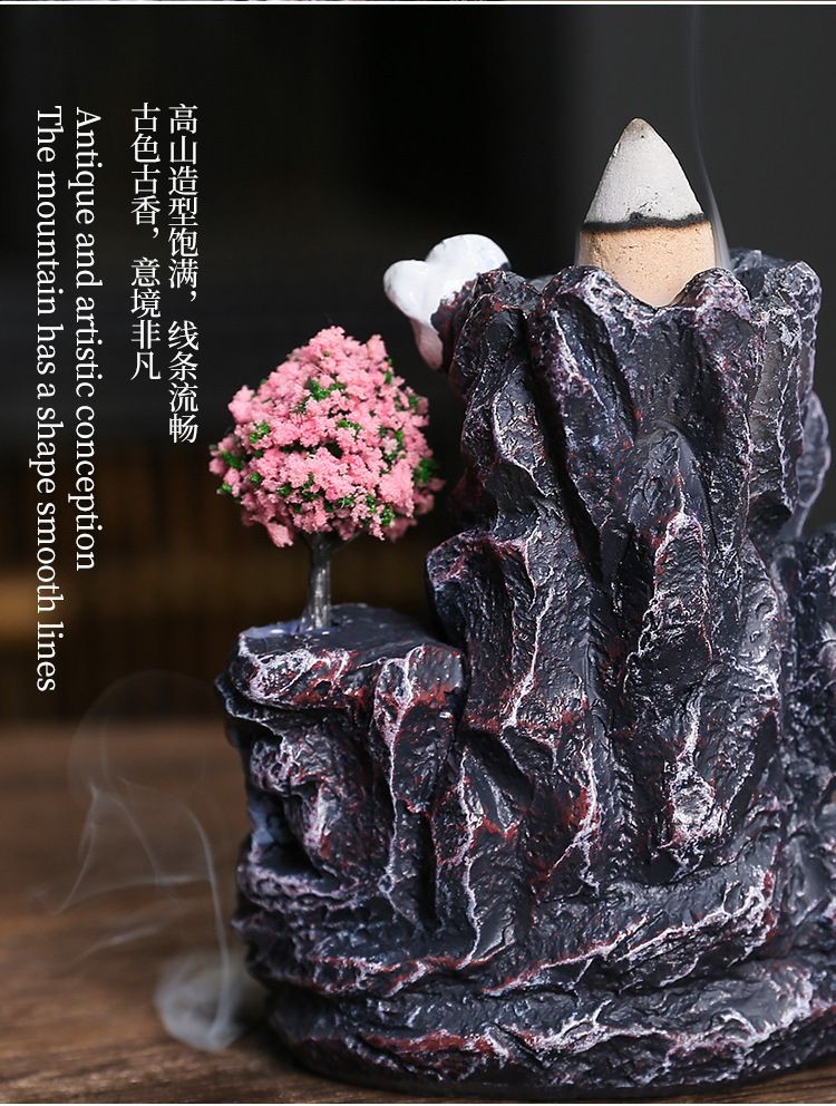 Creative Mountain Stream Resin Backflow Incense Burner Aromatherapy Decor