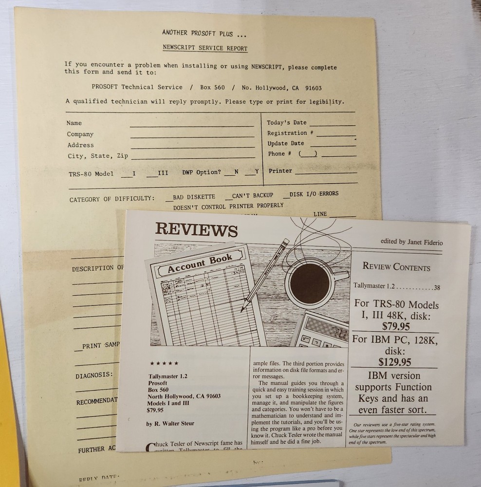 Tandy TRS-80 Pro Soft PROSOFT Newscript Software Manual - Catalog - Ephemera