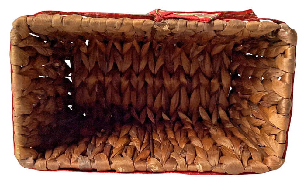 Wicker Basket with Bow, Rectangle Brown