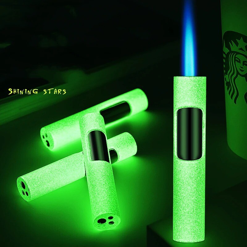 Cigarette Lighter Torch Flame Cigar Glowing Dark Jet Windproof Refillable Butane
