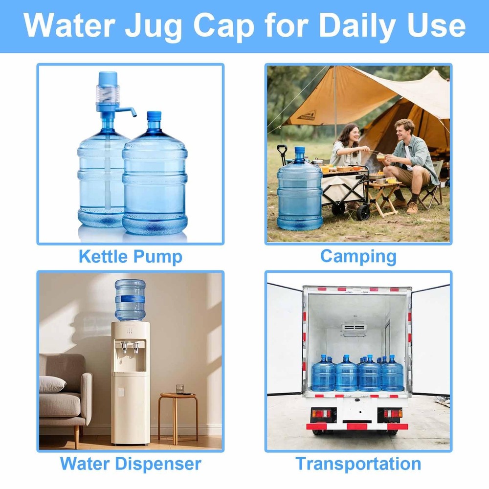 3 Pack Reusable 3 & 5 Gallon Water Jug Cap, Upgrade Silicone Reusable Replace...