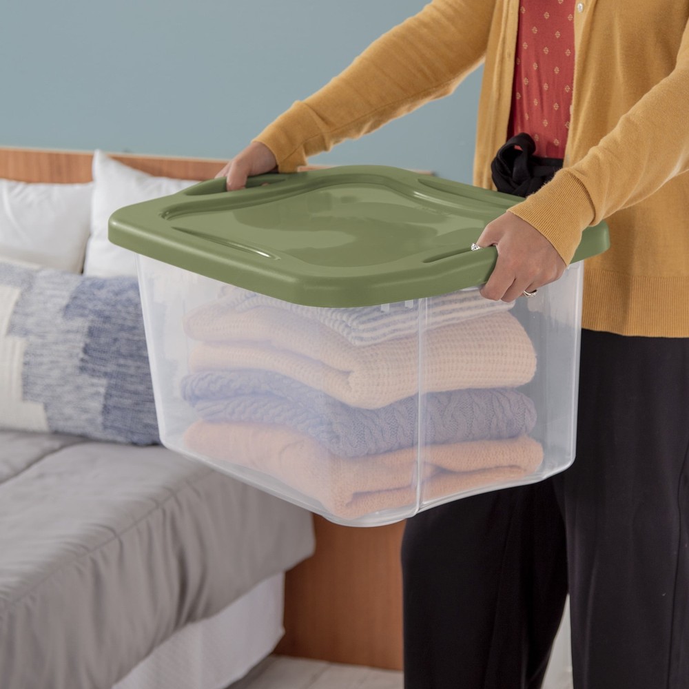 EZ Carry Storage Bin 40 Quart Clear Plastic Storage Container W/ Full-Grip