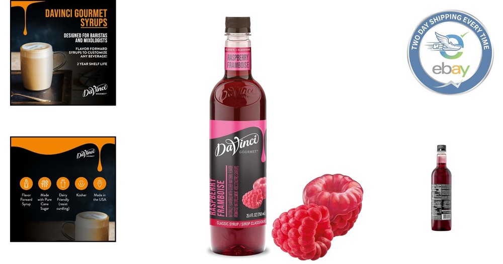 25.4 Fl Oz Classic Raspberry Syrup - Authentic Flavor for Drinks & Desserts
