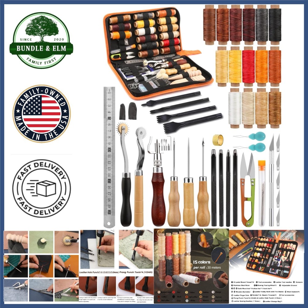 Practical Leather Tool Set for Crafting with Various Punch Sizes and Accessories