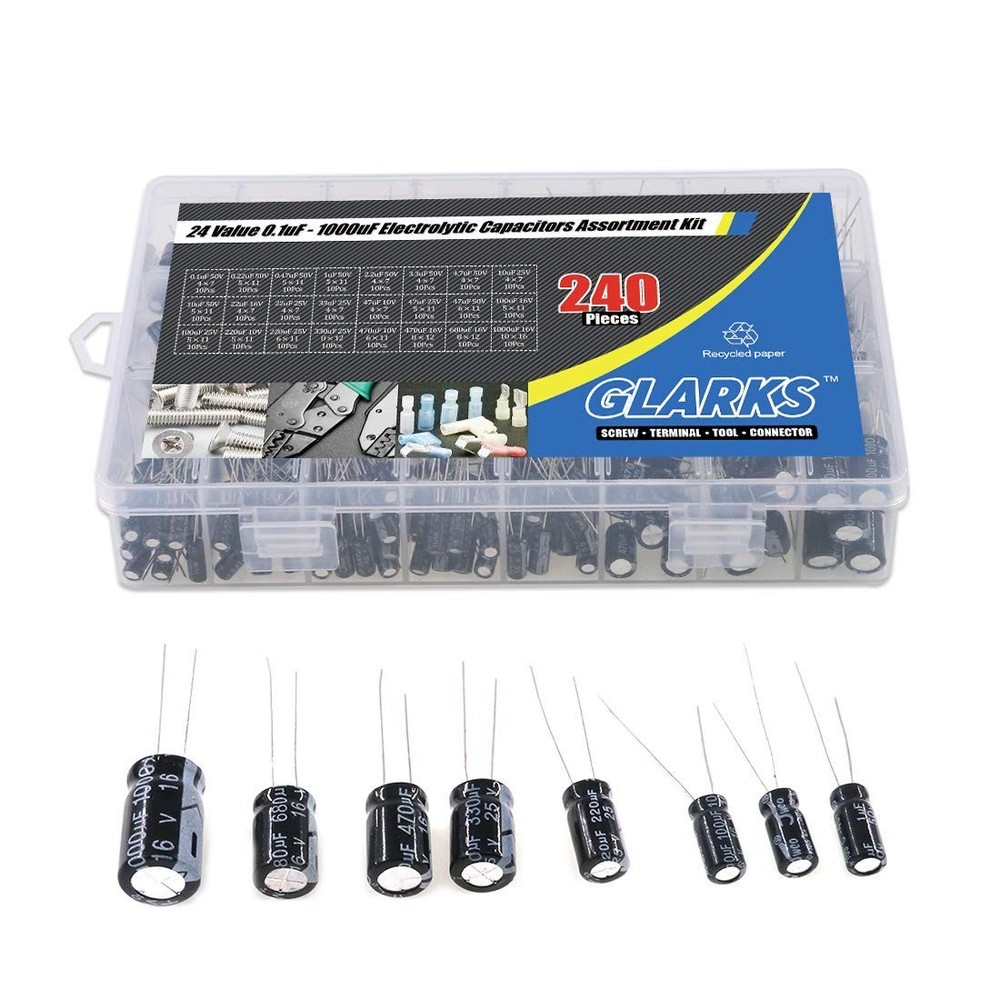 Comprehensive 240Pcs Assorted Capacitor Kit - 0.1uF to 1000uF for Electronics