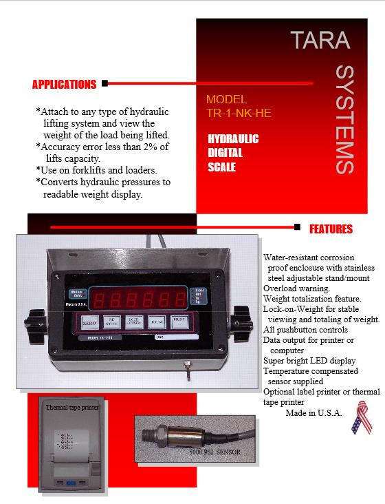 tara System Forklift Scale Readout/ Display replacement, Just the indicator