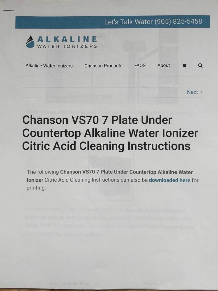 Miracle M.A.X. Royale Chanson VS-70 Under Sink Water Ionizer Touch Panel 7-Stage