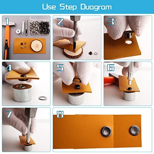 Grommet Tool Kit - 110 Eyelets Set with Installation Tools & Storage Box, Stainl
