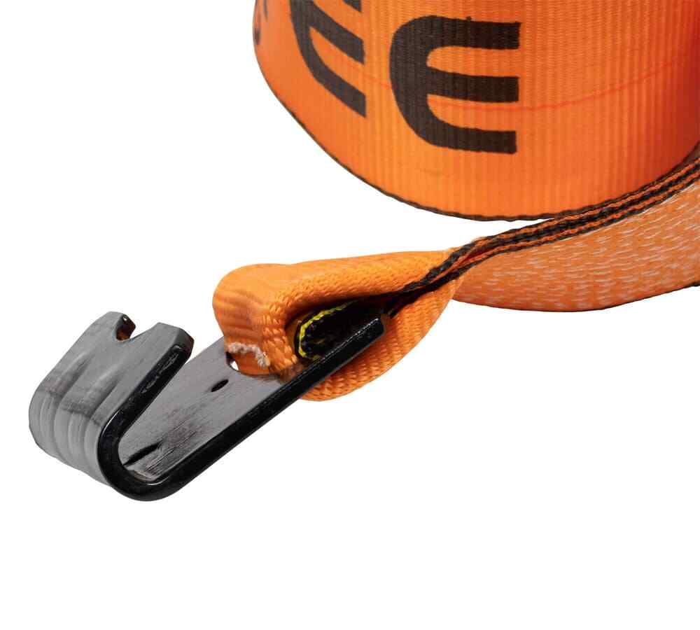(4 Pack) 4" x 30' Winch Strap with Flat Hook - High Abrasion Orange