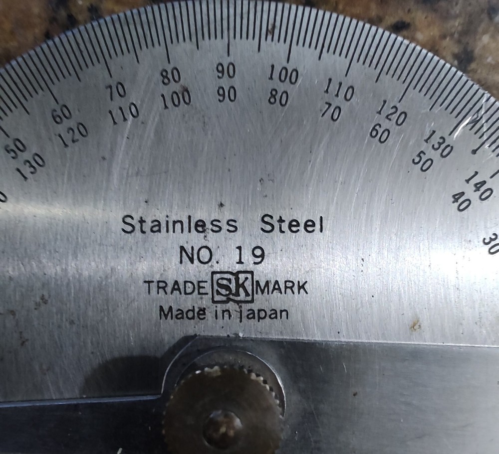 SK STAINLESS STEEL NO 19 PROTRACTOR