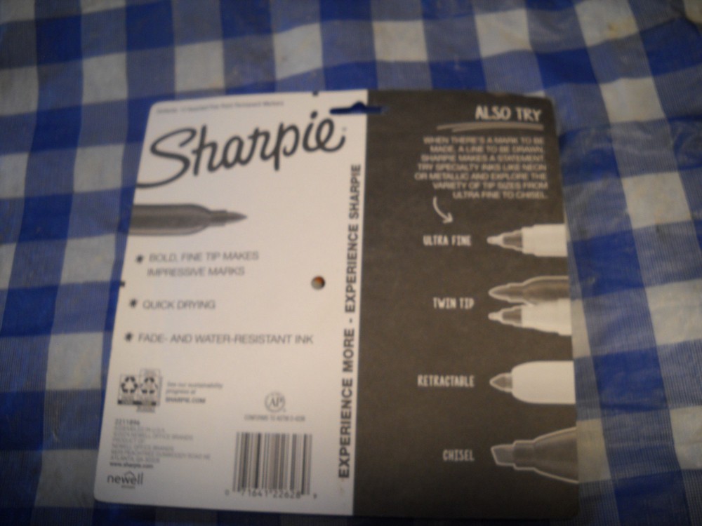 2-Sharpie Permanent Markers, Fine Point, Assorted Bold Colors, 12 Count