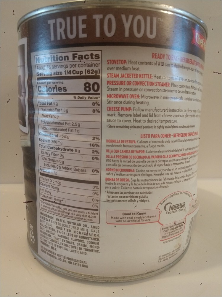 1Chef- Mate Original Basic Cheddar Cheese Sause 6 Lb, Container little damaged .