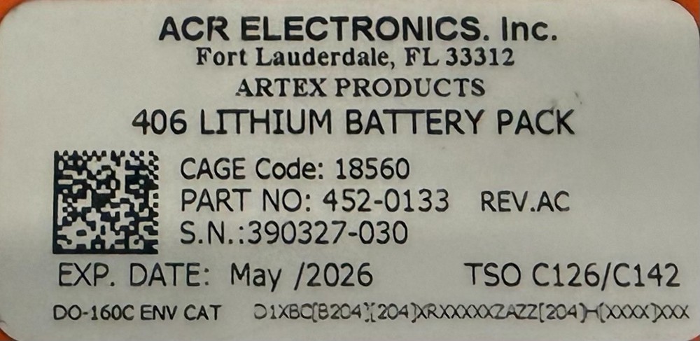 Lithium Battery Pack 406 452-0133 Removed Working