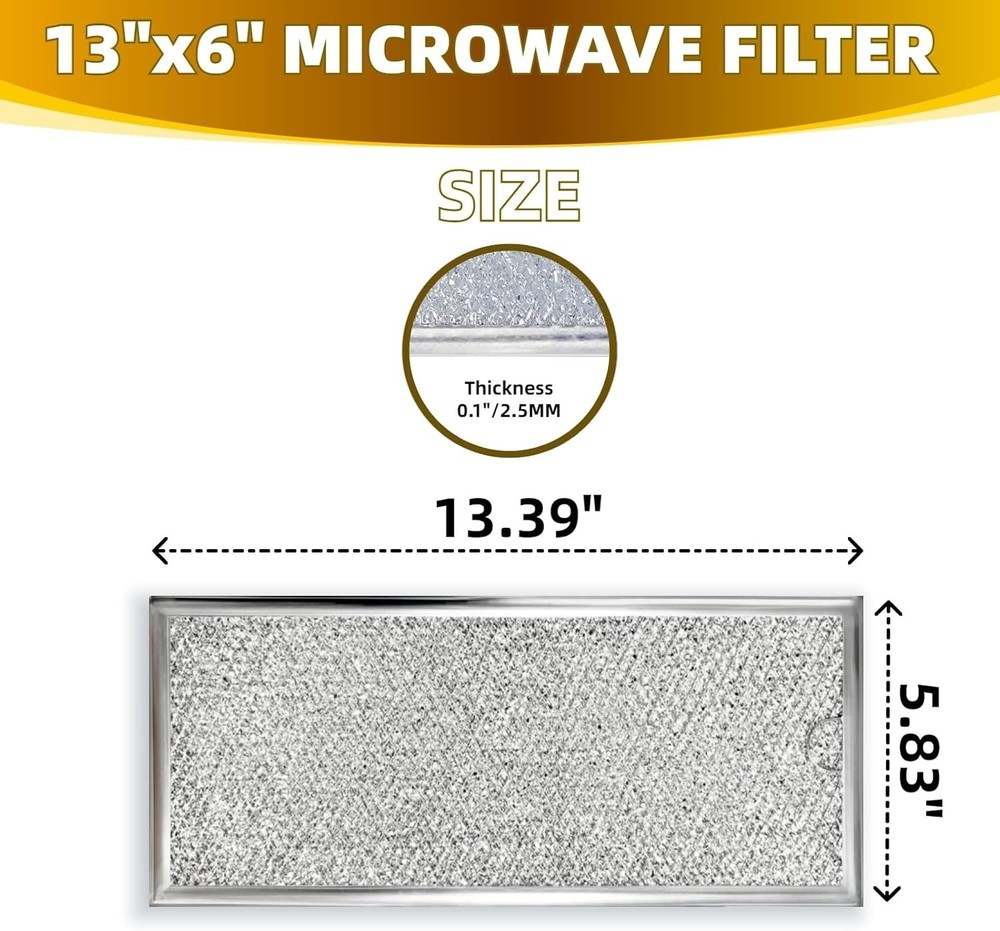 Microwave Grease Filter Replacement 13" X 6", Pack of 2