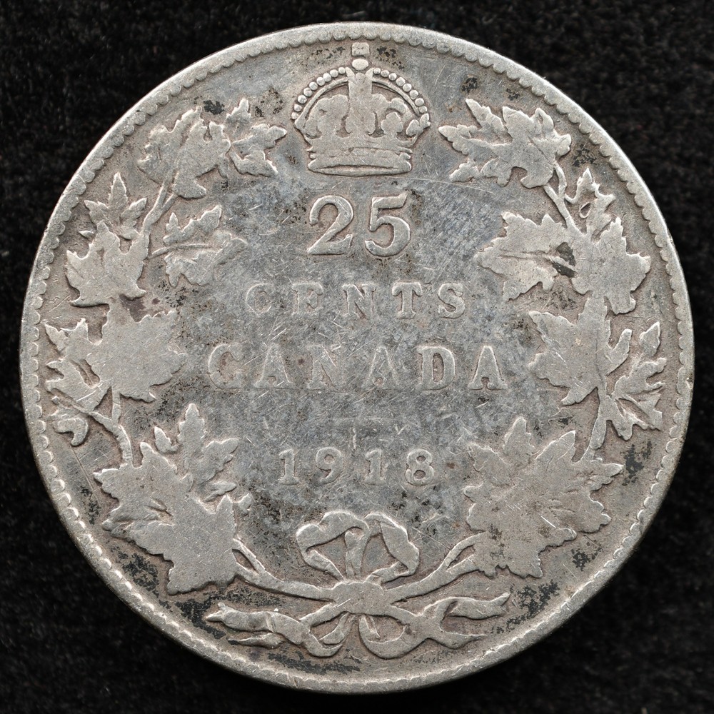 Canada 25 Cents 1918, Coin, Silver, Inv#E278