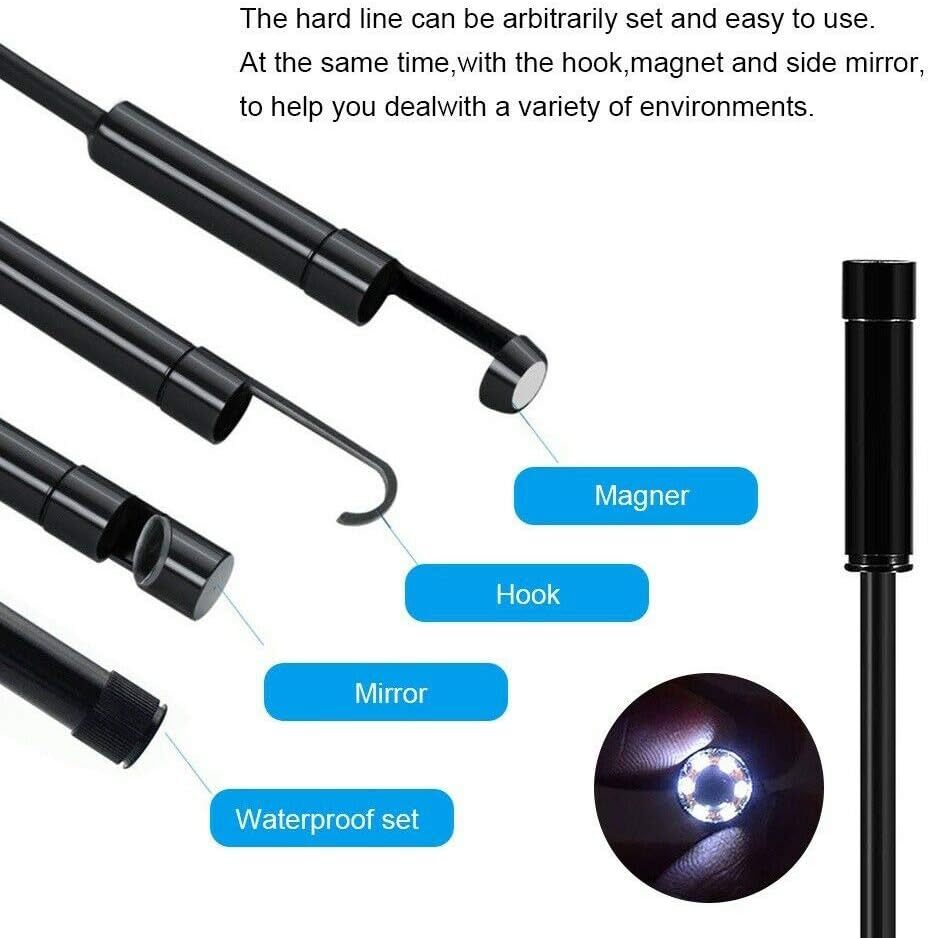 6.6FT 7mm For Android PC USB Endoscope Borescope Snake Camera Scope Inspection