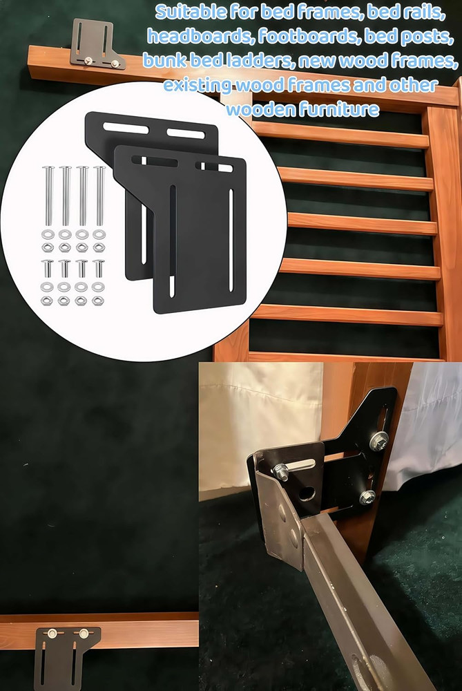 2 PCS Bed Frame Brackets Adapter Kit Fits Bed Frame Adapter Bracket,Replace Head