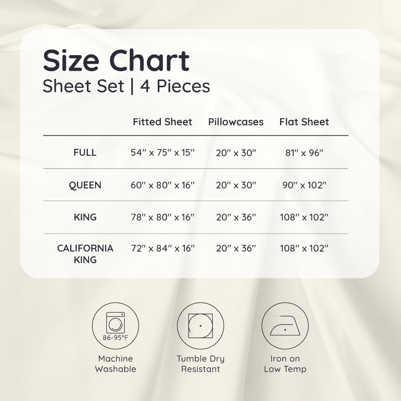 Sheet Set – 4pcs 100% Viscose Derived from Bamboo Sheets Set, Cooling Sheets