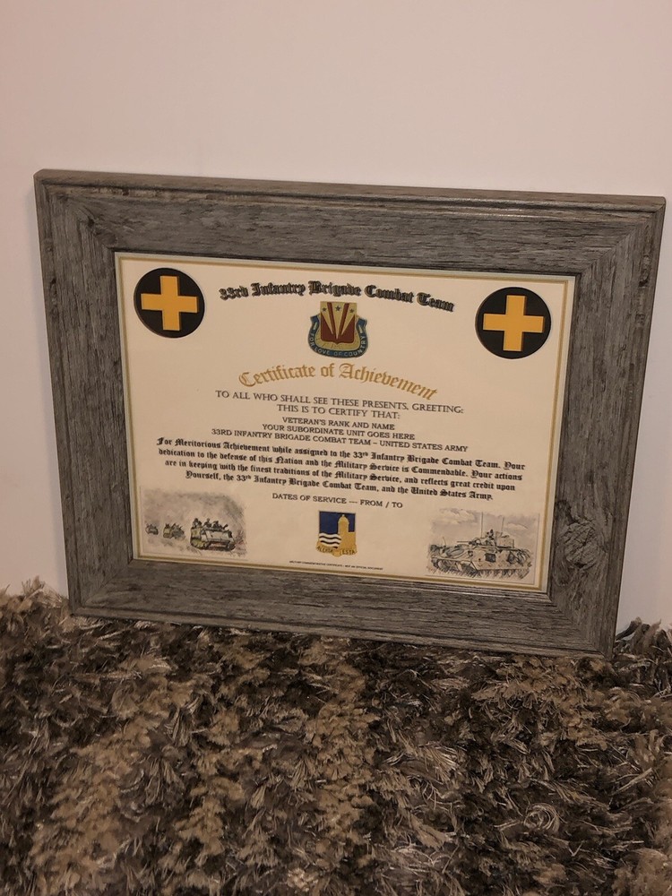 33RD INFANTRY BRIGADE COMBAT TEAM - COA / (COMMEMORATIVE CERTIFICATE)
