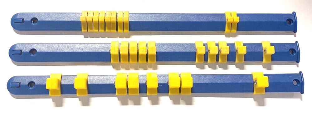 3 Piece Socket Holder Rail Racks 1/4" 3/8" 1/2" Mountable Socket Organizer