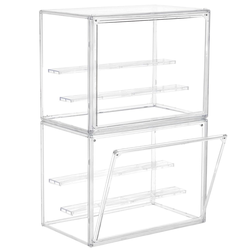 Acrylic Display Case,Upgrade 3 Tiers Clear Display Case with 2 Adjustable Divide