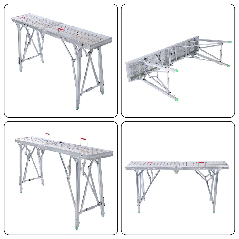 1.6m Portable Folding Scaffolding Platform Work Bench Scaffold Step Ladder