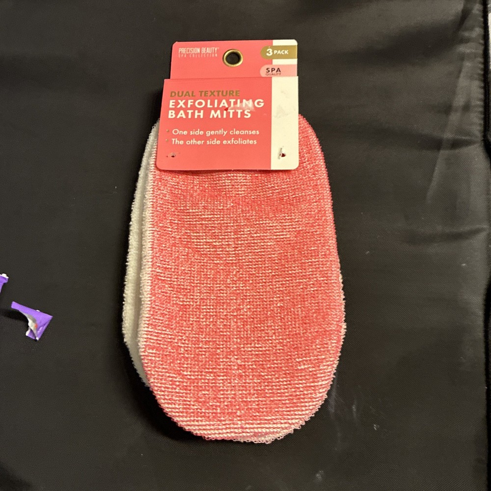 Precision Beauty Spa Collection Dual Texture Exfoliating Bath Mitts 3 Pack (169)