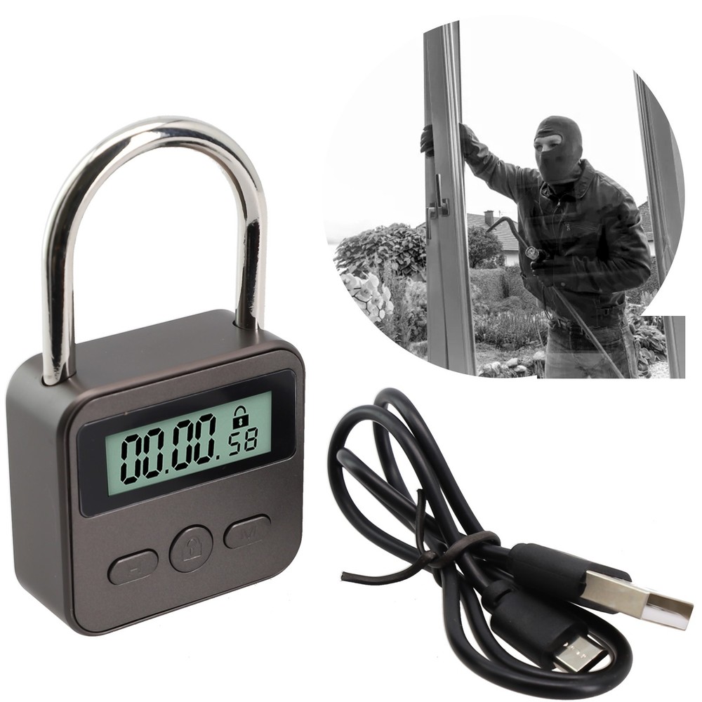 Multifunction Timer Padlock LCD Display Time Lock For Travel Waterproof