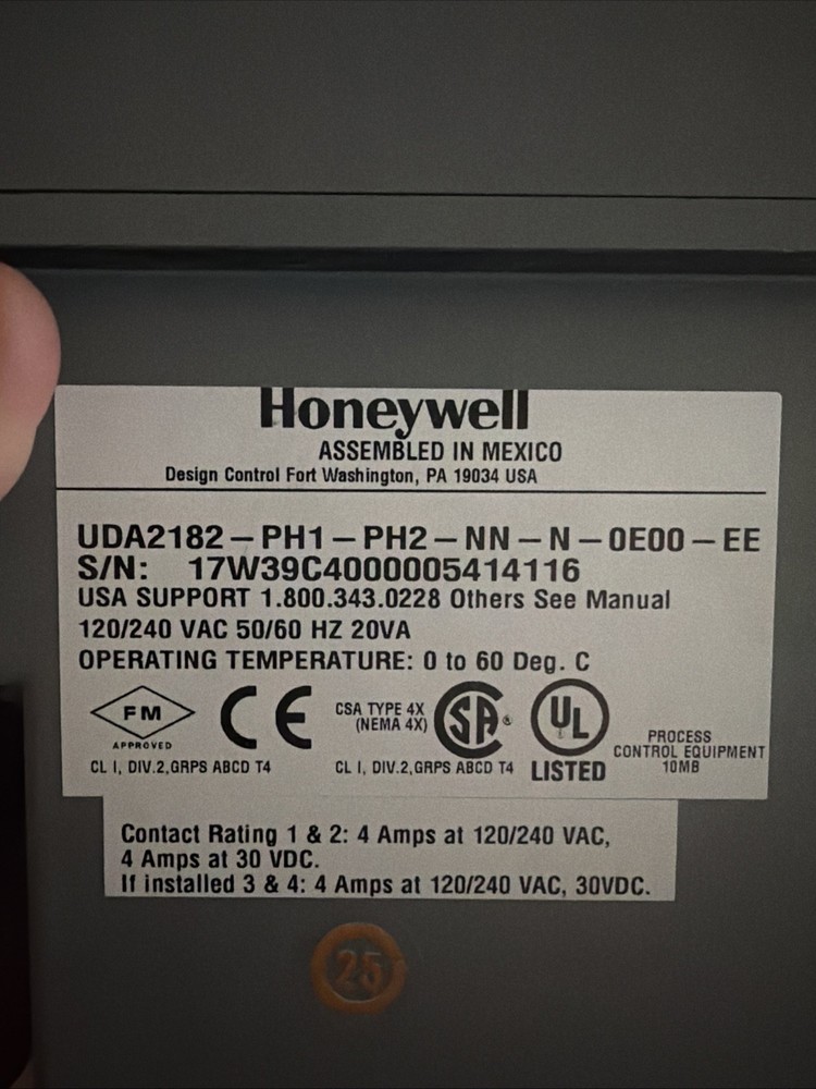 Honeywell Uda2182-ph1-ph2-nn-n-0e00-ee Universal dual Analyzer