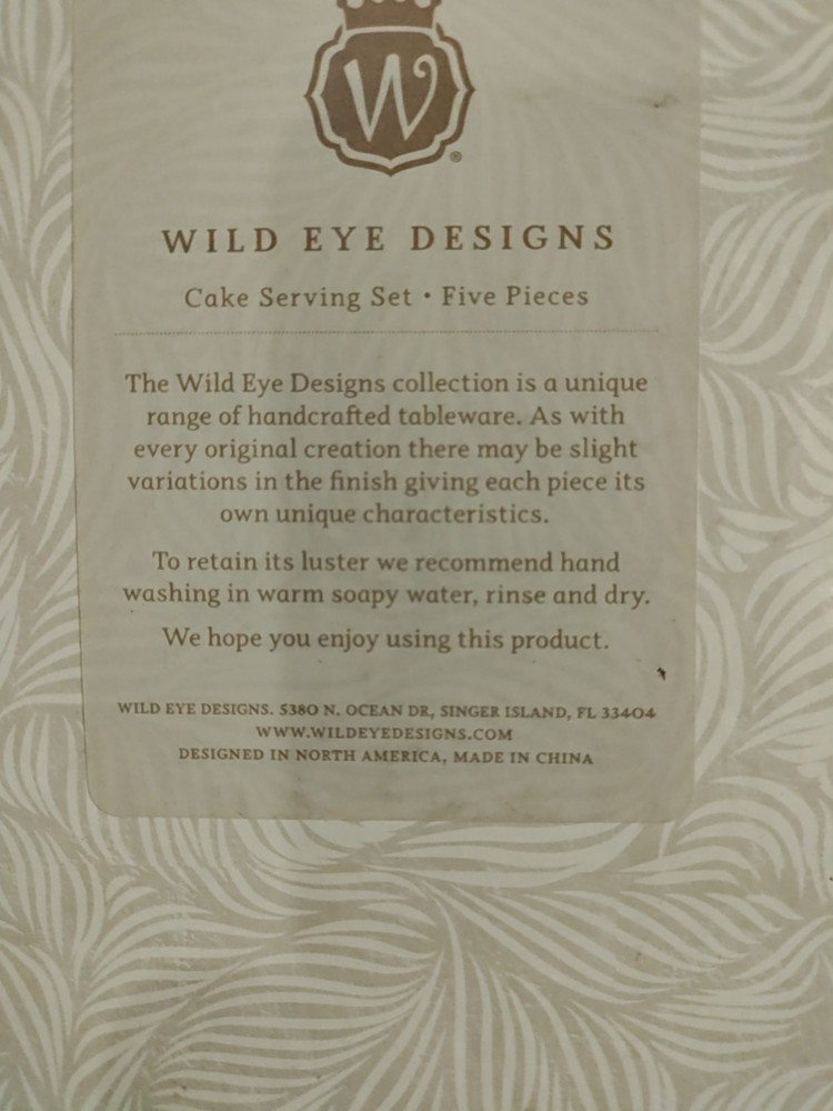 Wild Eye Designs Cake Serving Set-5 Pieces.