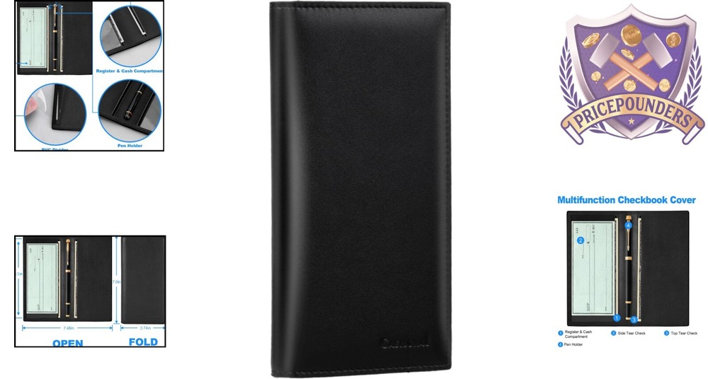 Leather RFID Blocking Checkbook Cover - Elegant Design for Daily Use