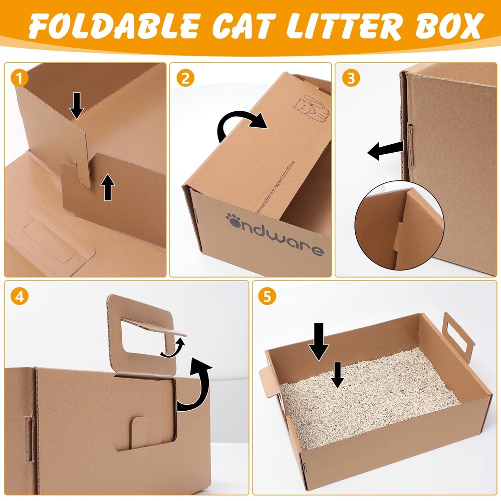 3PCS Disposable Foldable Cat Litter Box 17.5x13.6