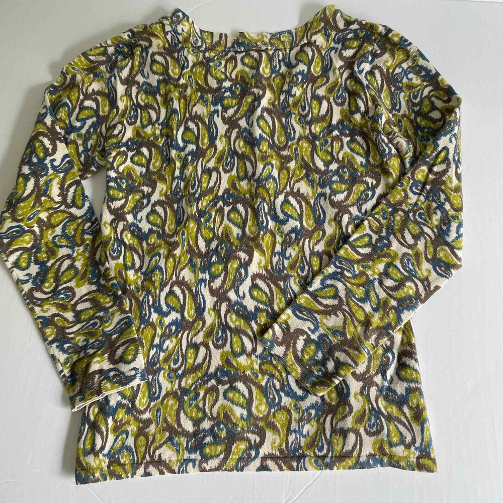 J Jill Stretch Green Patterned Sweater Size Small