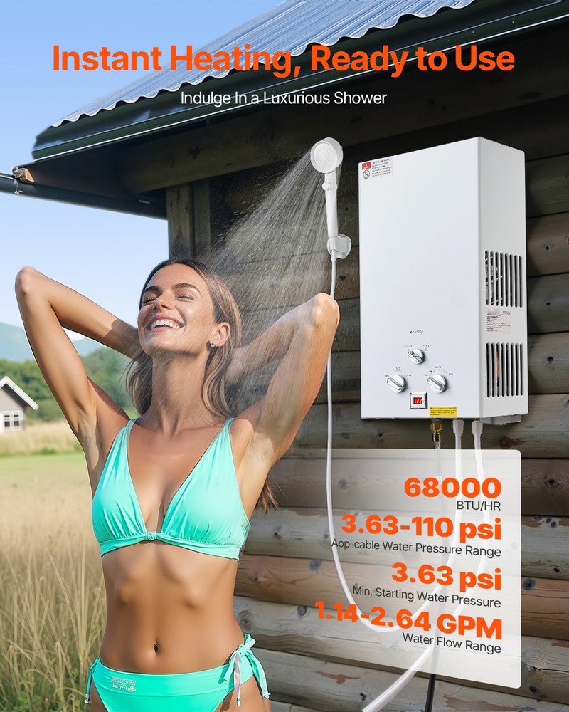 Uimoso Portable 2.64GPM 10L Propane Tankless Water Heater Instant RV Camping
