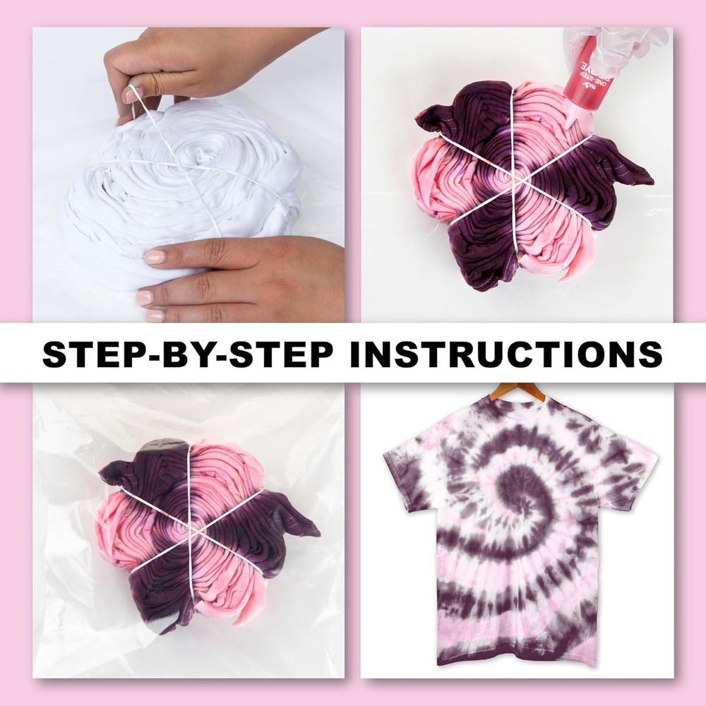 One-Step Tie-Dye 3 Color Kit, Easy Techniques, Vibrant & Permanent Fabric Design