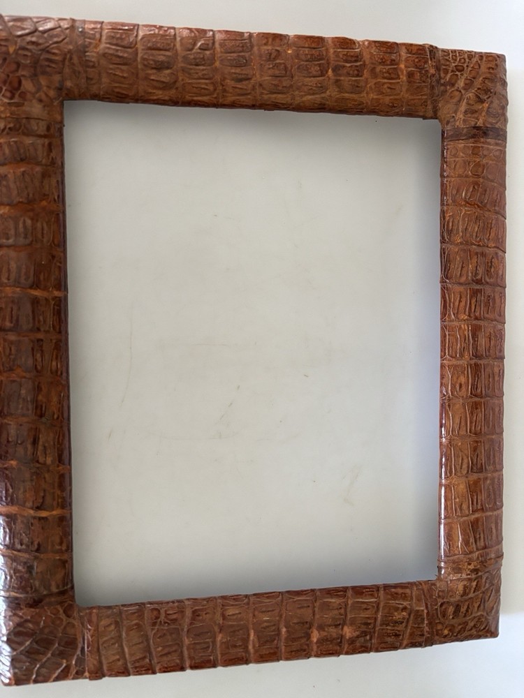 One Pair Large Antique Cuban-Made Alligator Picture Frames with Easel Backs