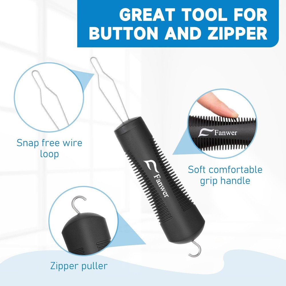 Button Hook and Zipper Pull Helper 2 Pack | Comfortable Grip Tool for Seniors